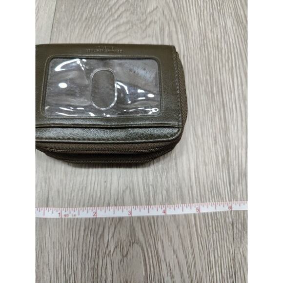 BUXTON Wallet Small Leather Coin Double Zipper Credit Card Holder Greenish Brown - Picture 8 of 10